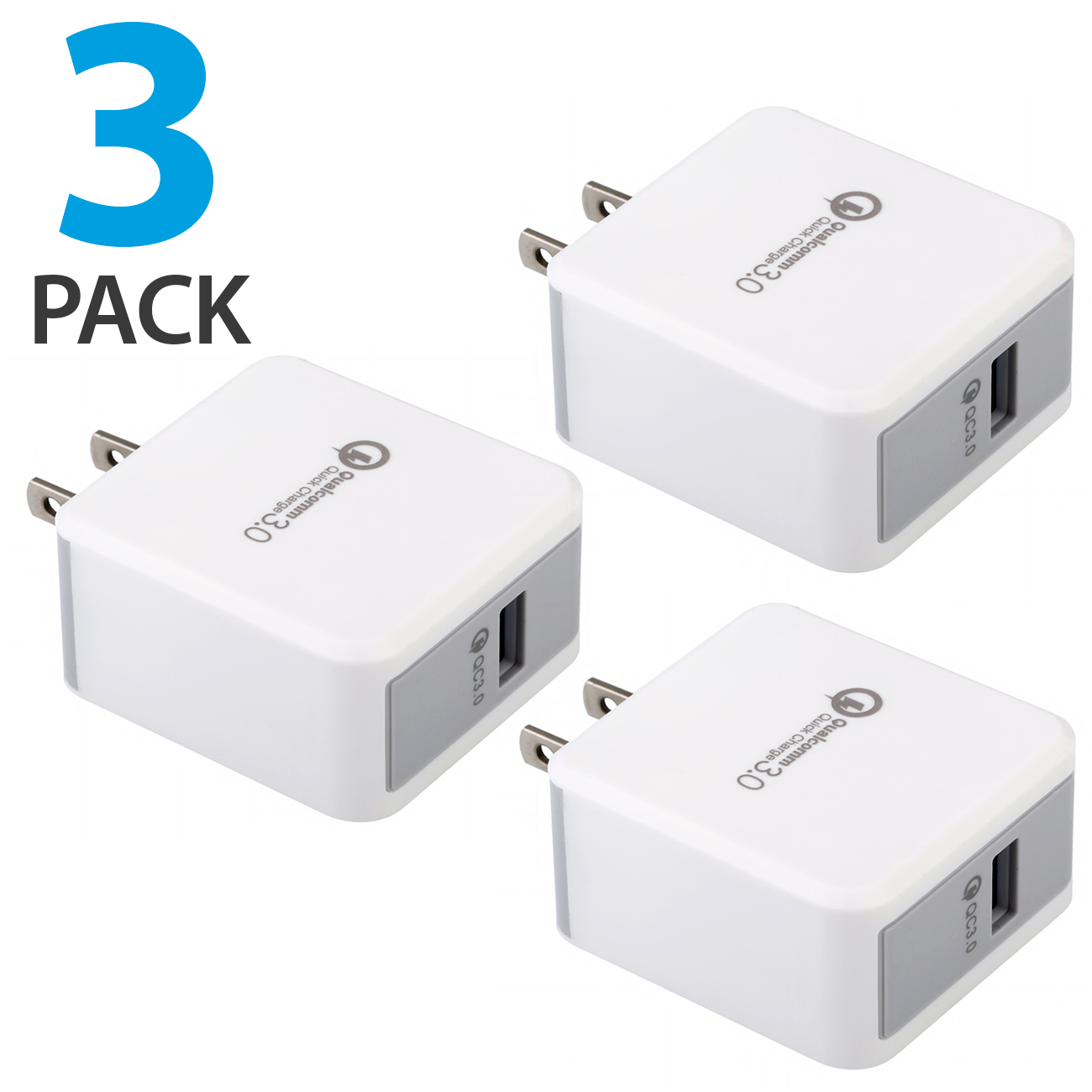 3 Pack Qualcomm 3 0 Quick Charge Certified 18w Fast Rapid Usb Wall Charger Adapter For Apple Iphone X Iphone 8 Plus Samsung Galaxy S8 S9 Plus Note 9 Note 8 Galaxy S7
