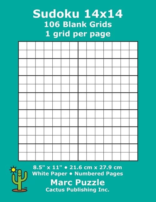 sudoku 14x14 106 blank grids 1 grid per page 85 x 11 216 x 279