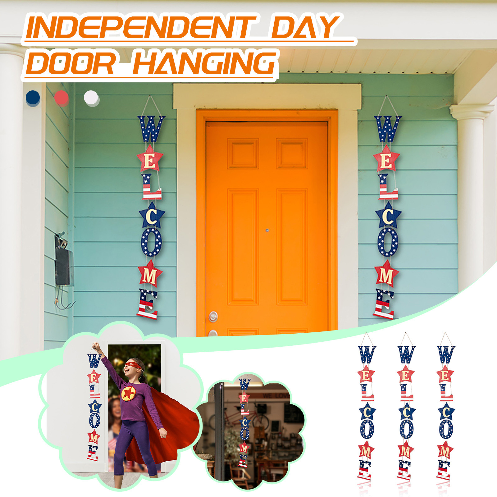 wepro americana fourth of party welcome hanging vertical sign