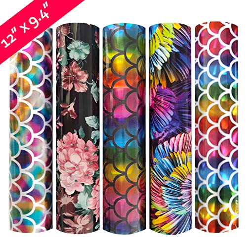 kingsow pattern iron on htv heat transfer vinyl bundle 12inch x 94inch
