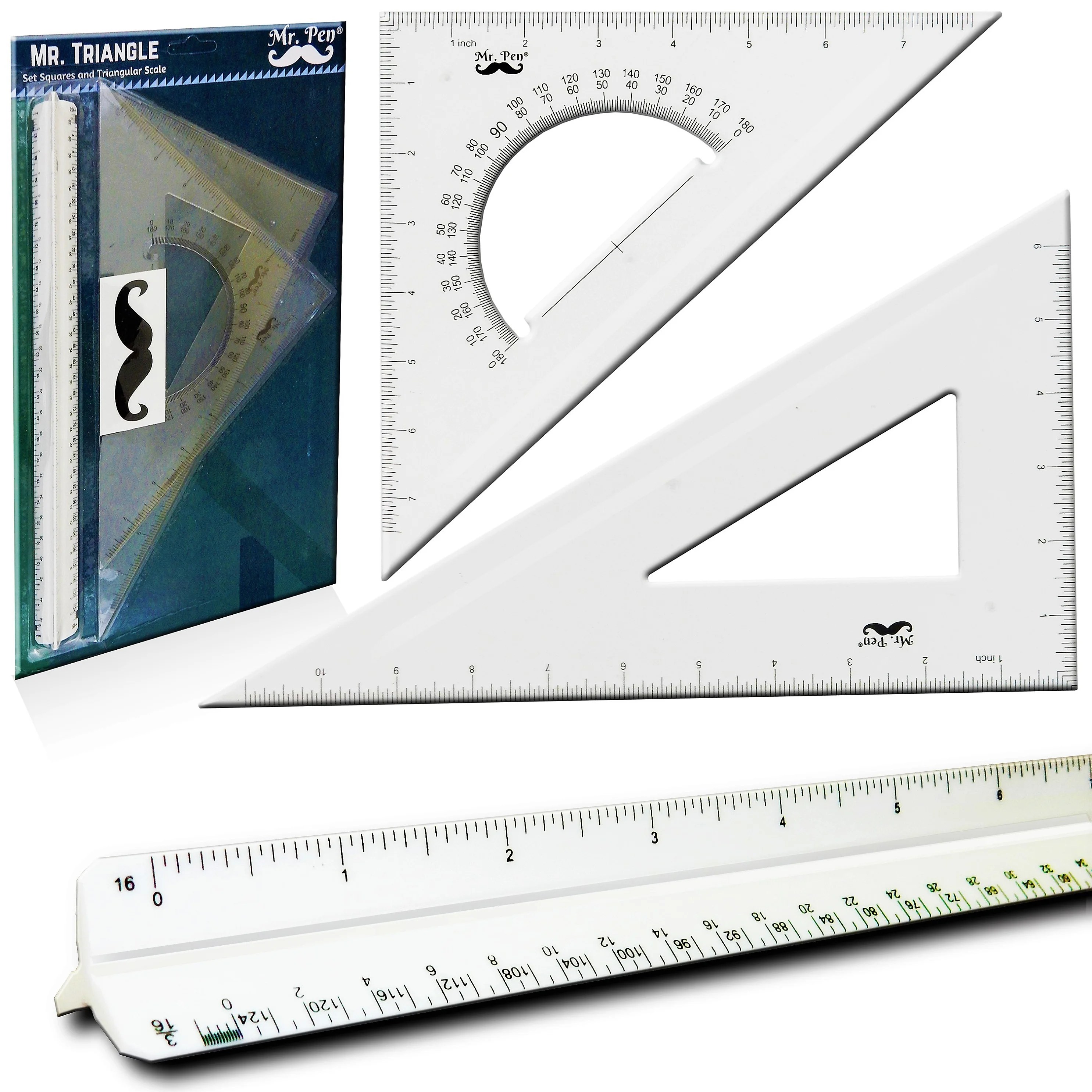mr pen 3 pc large triangular ruler set triangular scale 11 3060