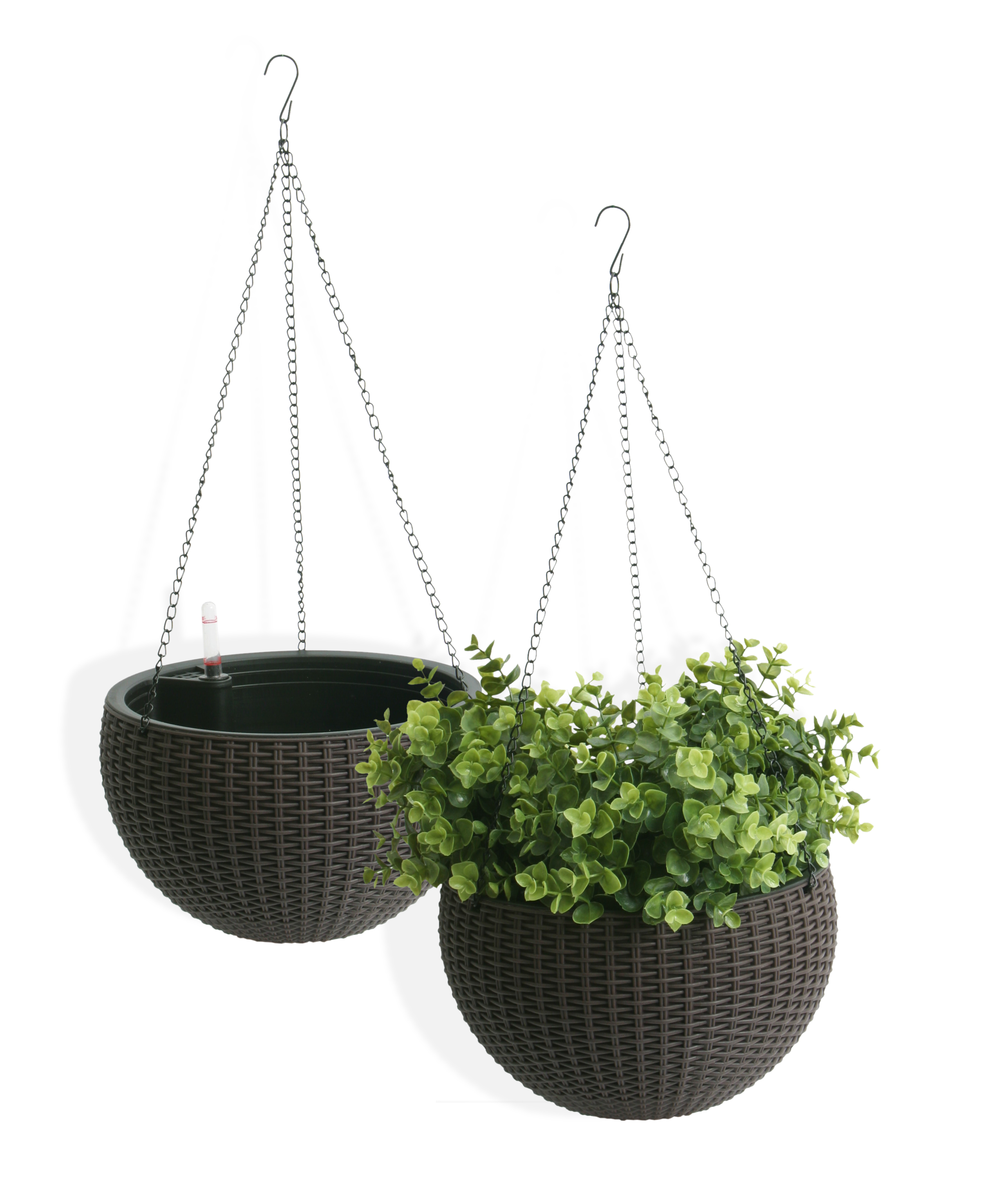 Fill in around the flower with potting soil, . Algreen Wicker 10 Hanging Basket Planter Self Watering Rattan Coffee 2 Pack Walmart Com