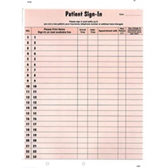 This can be filled out by the guardian . Tabbies 14530 Patient Sign In Label Forms 44 8 5 X 11 62 Salmon Walmart Com Walmart Com