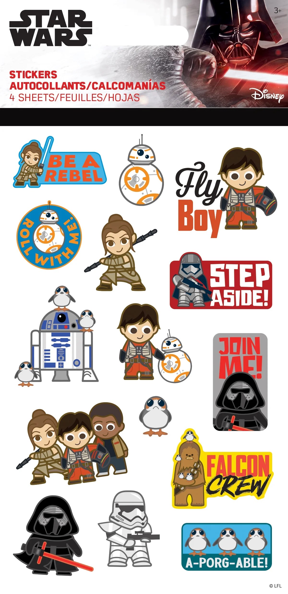 star wars sticker fun standard sticker 4 sheet walmart com