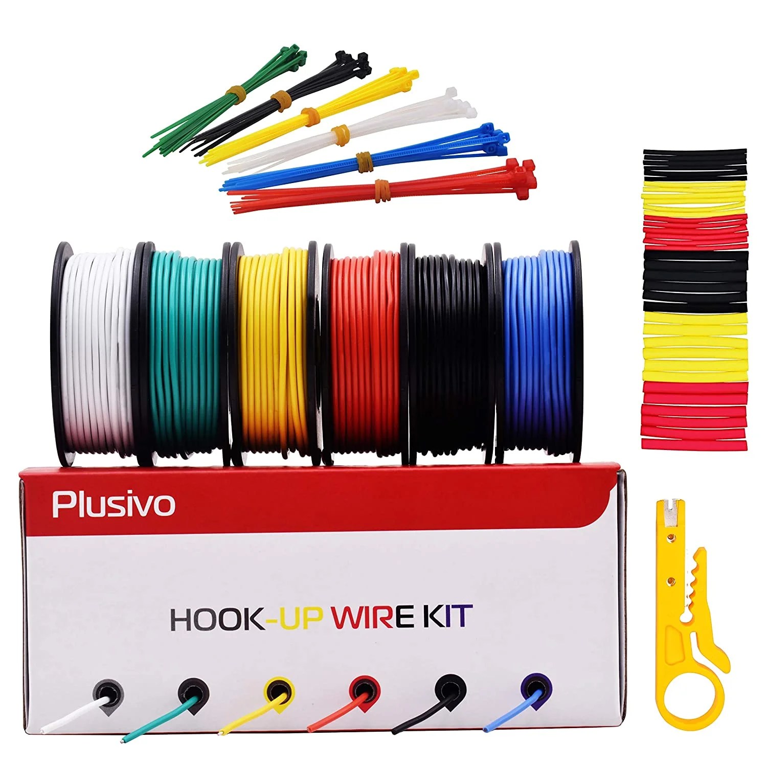 24 Gauge Wire Solid Core Awg Od 1 35 Mm Pre Tinned Pvc Coated Copper Of 6 Colors Black Red Yellow Green Blue White 36ft 11m Each Hook Up