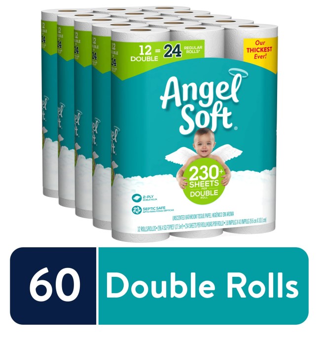 Walmart Angel Soft Toilet Paper, 60 Double Rolls = 120 Regular Rolls