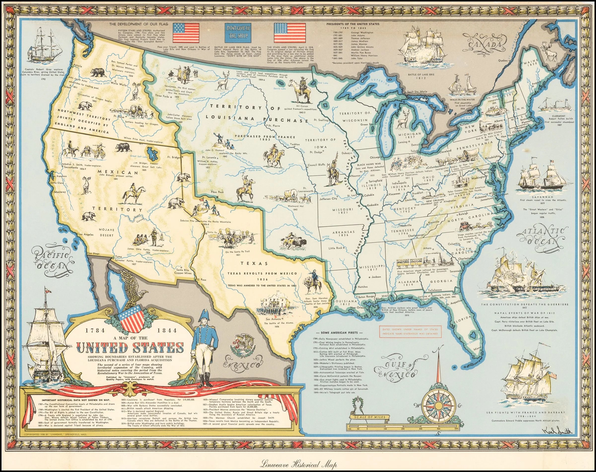 United states after louisiana purchase. LAMINATED POSTER A Map of the United States Showing ...