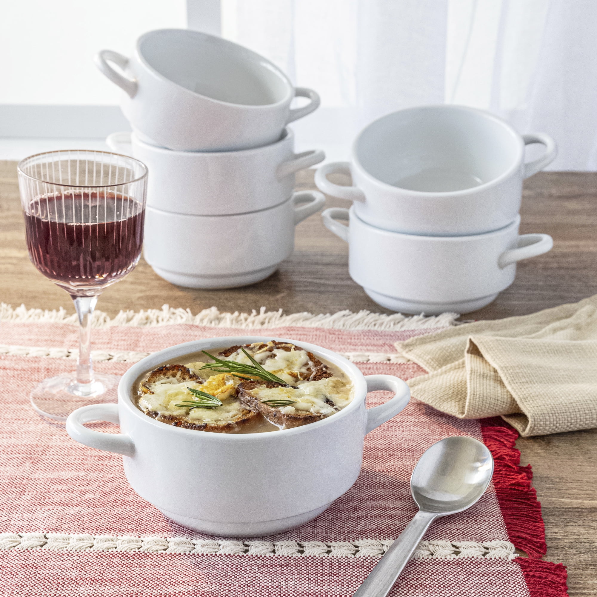 The traditional soup makes a simple and delicious meal on a chilly . Better Homes & Gardens Porcelain French Onion Soup Bowls
