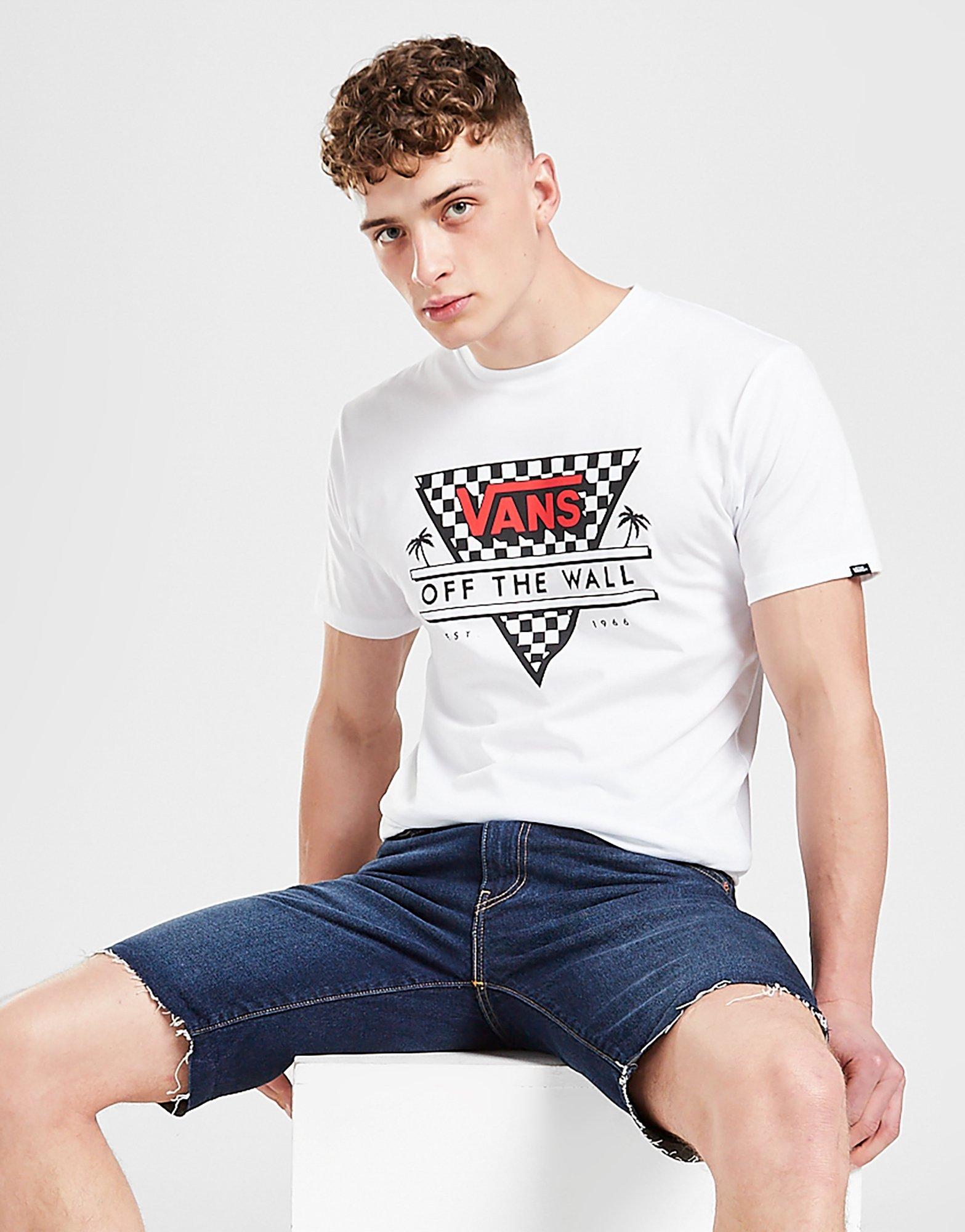 Acheter Blanc Vans T-Shirt à Damier Triangle Homme