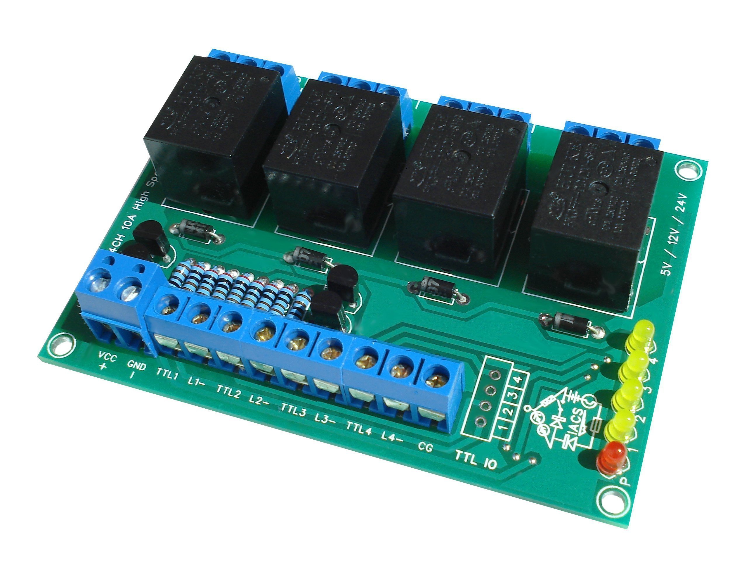 IACS 4 Channel 10 Amp Relay Board '4CH10AV2SE' (Direct Drive)