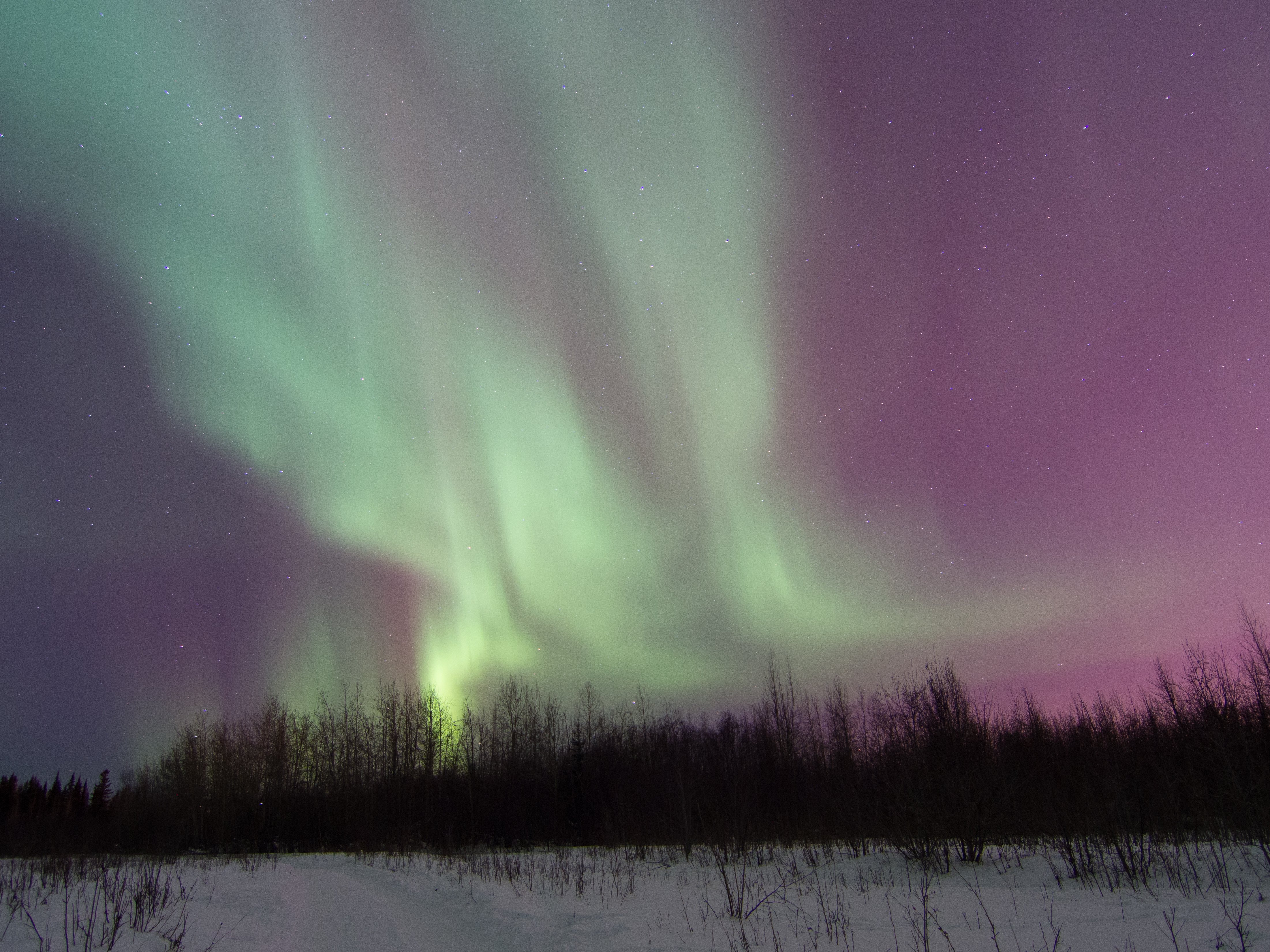 Aurora over the Tanana River, Fairbanks, AK. kP5 02/28/14