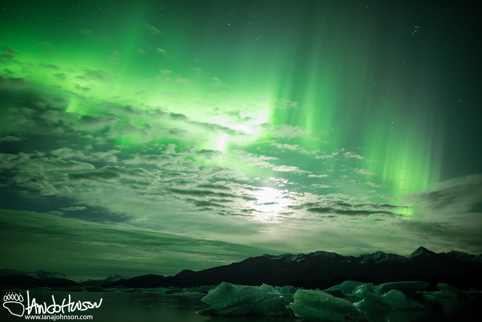 Yakutat Glacier, Aurora, Iceberg, Northern Lights, Alaska