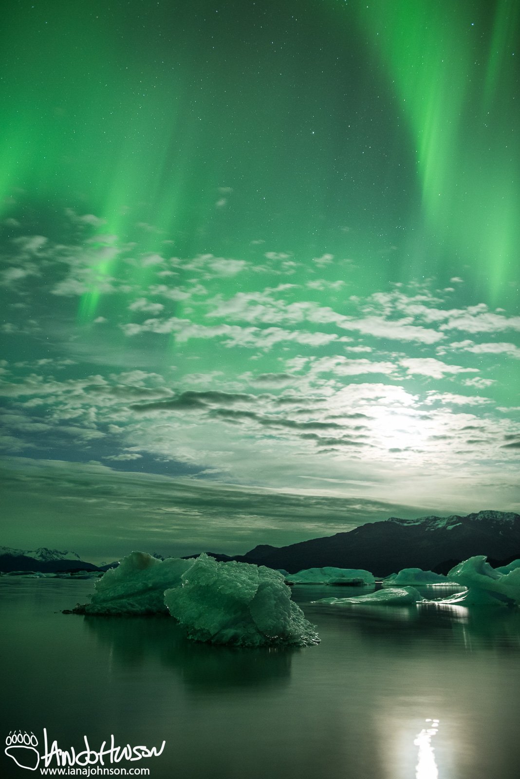 Yakutat Glacier, Aurora, Iceberg, Northern Lights, Alaska