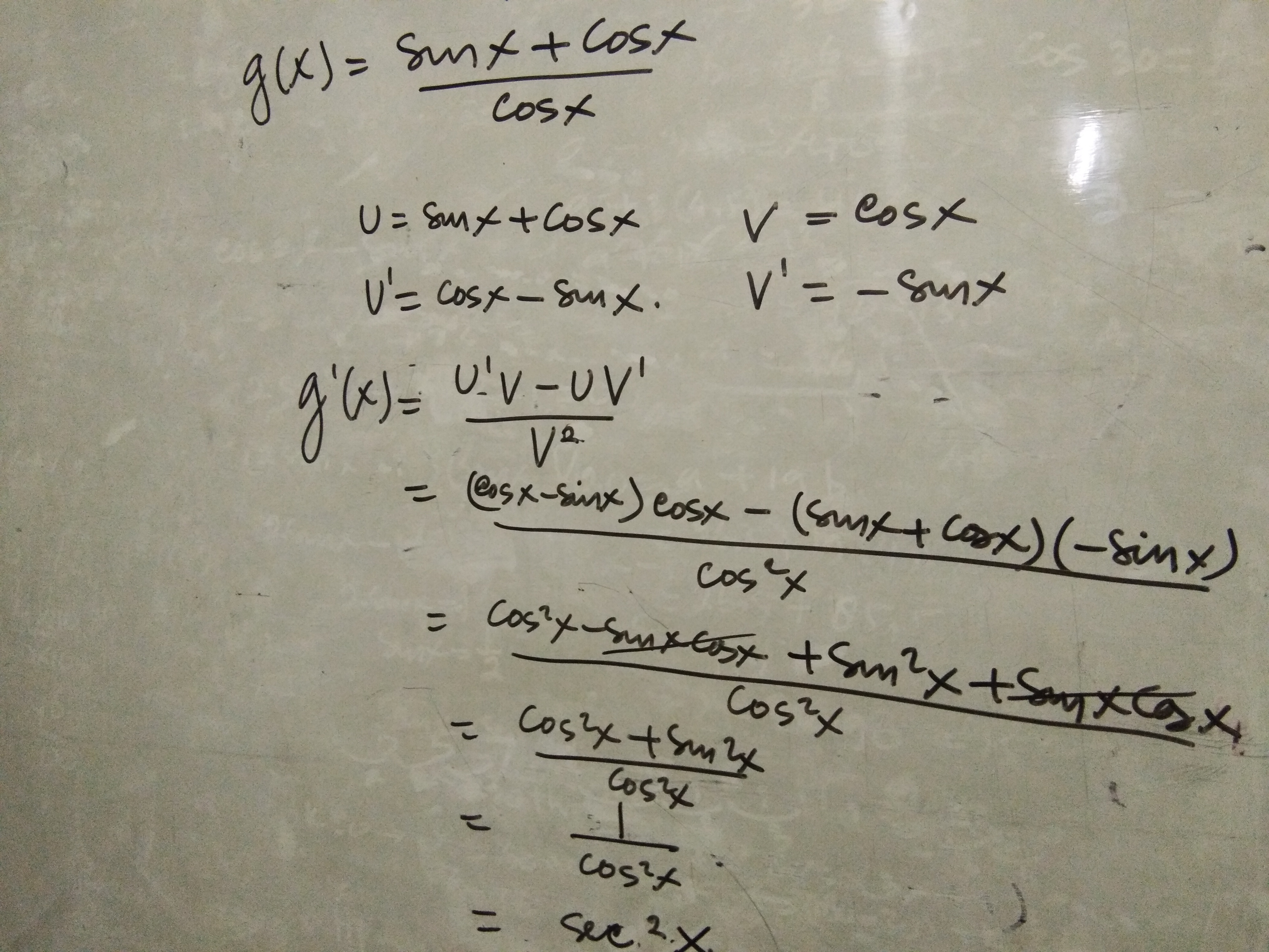 Turunan pertama dari g(x) = sin x + cos x / cos x ?? - Brainly.co.id