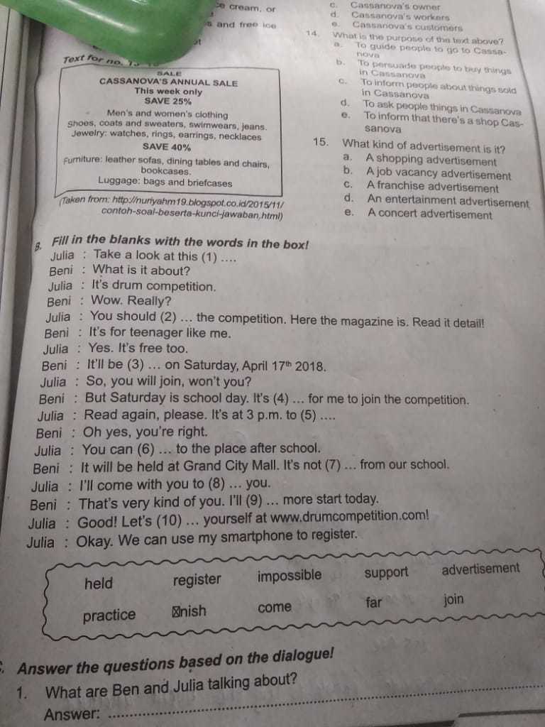 Penjelasan advertisement paling mudah beserta contoh, . Tolong Jawab Bagian B Nya Please Brainly Co Id