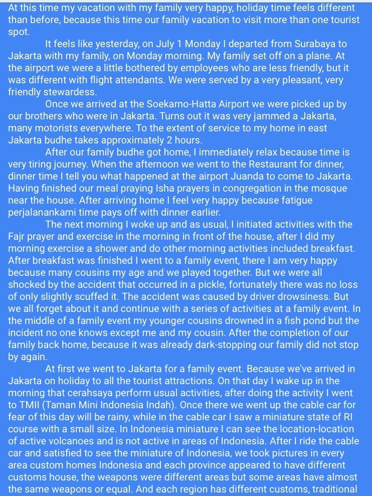 Buatlah peta pikiran dari cerpen tersebut. Tolong Buatkan Karangan Dalam Bahasa Inggris Tentang Liburan Keluarga 1 Halaman Kertas Folio Brainly Co Id
