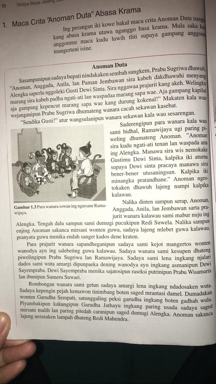 jawab soal anoman duta a. Judul b. Paragane sapa? c. Watak kepriye? d.  Latar ana ngendi wae? e. - Brainly.co.id