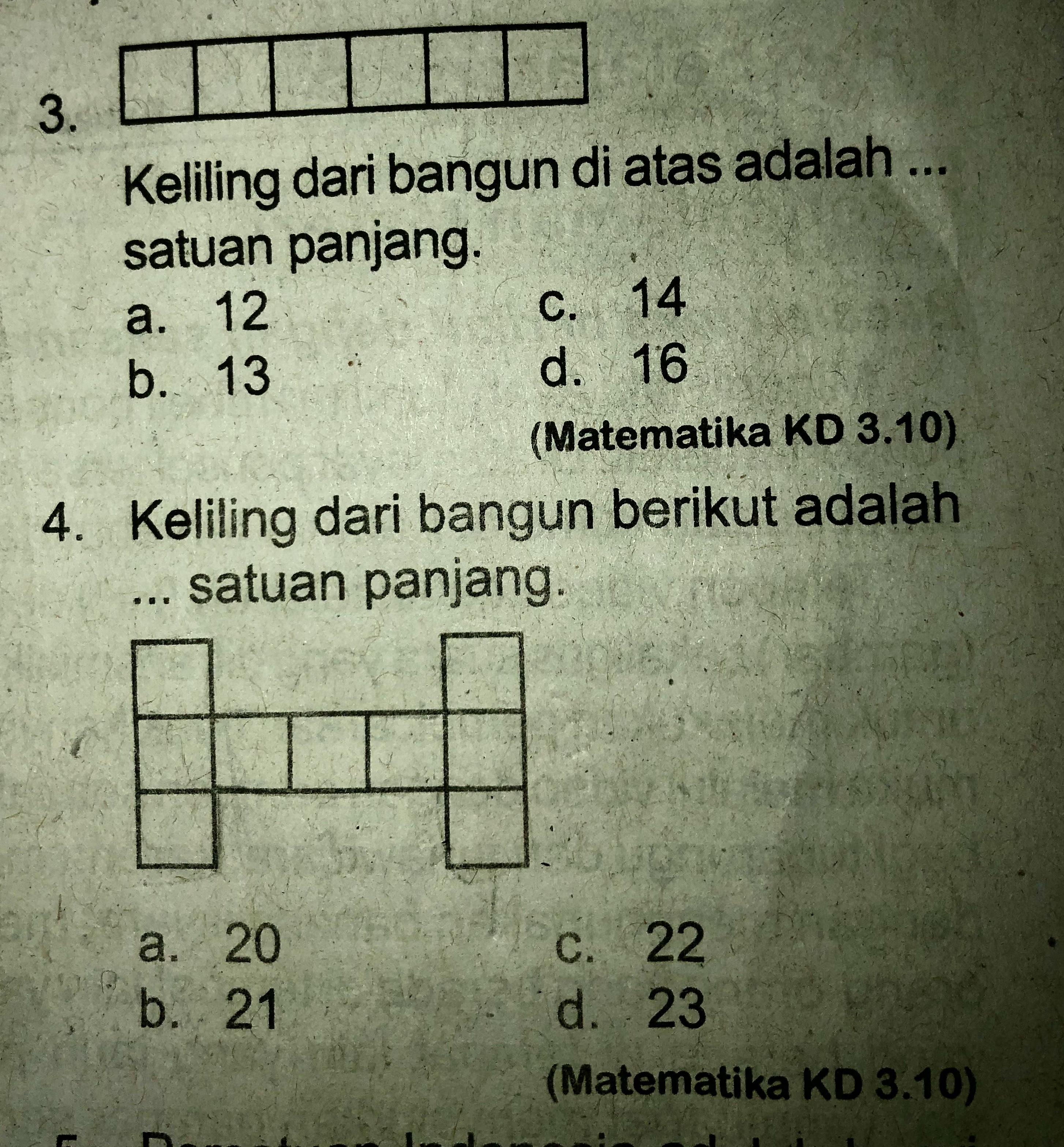 3. keliling bangun diatas adalah…. satuan panjang 4.keliling dari bangun  berikut adalah….satuan - Brainly.co.id