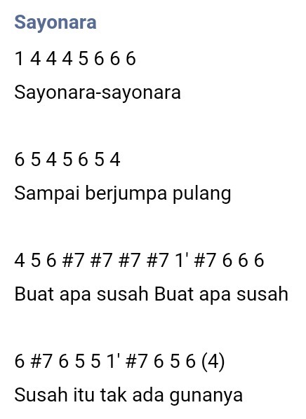 Lagu, buku gitar, buku keyboard, buku piano, buku chord gitar, buku piano anak, . Sebutkan Not Lagu Anak Anak Sayonara Brainly Co Id