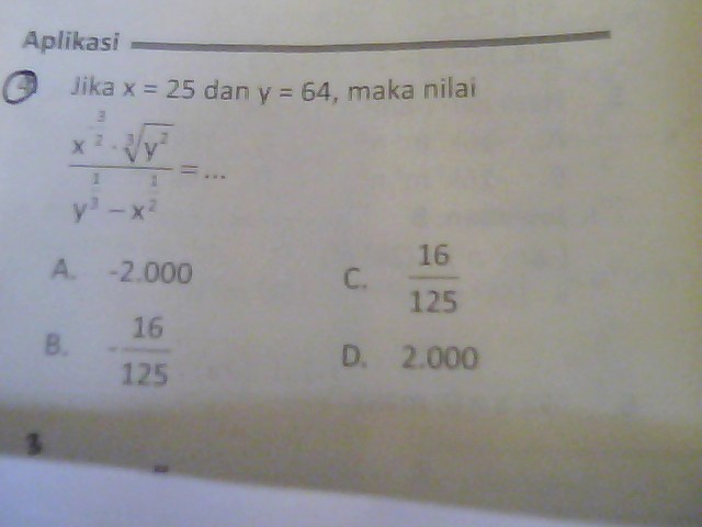 jika x = 25 dan y = 64 berapa nilai dari (ada di gambar ) - Brainly.co.id