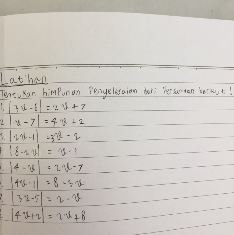 Kali ini kita akan membahas materi persamaan dan pertidaksamaan nilai mutlak nih. Minta Dibantu Persamaan Nilai Mutlak No 1 8 Brainly Co Id