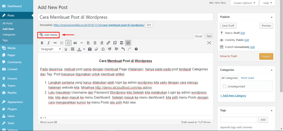 Mohon bantuan dari para master blogger. Cara Membuat Postingan Blog Di Wordpress Idcloudhost