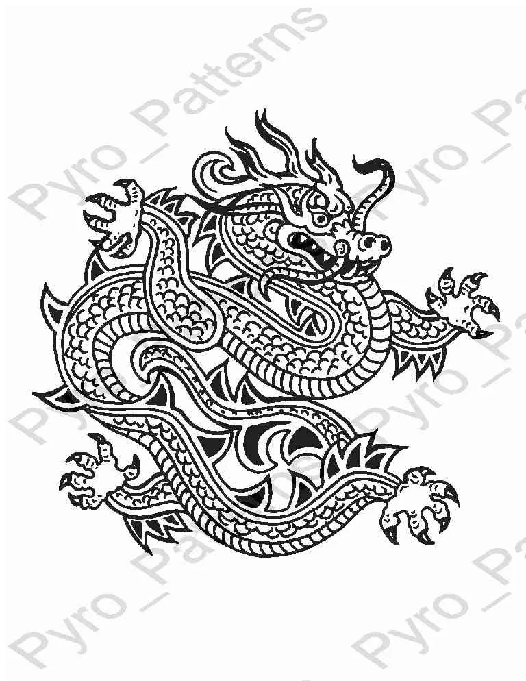 chinese dragon pyrography wood burning pattern printable stencil instant download pyro patterns chinese dragons 0384 pyrographypatterns