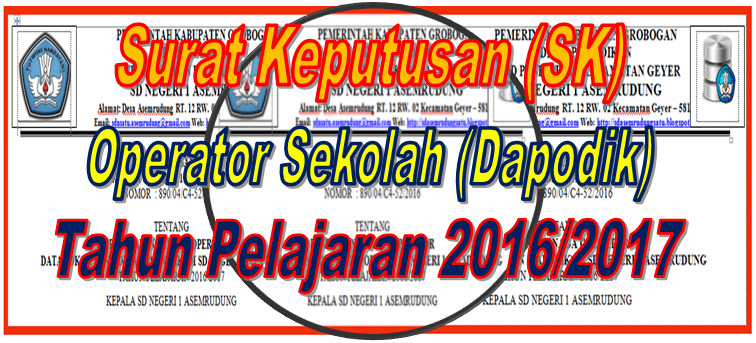 Nah sebagai pendukung dan penunjang pembelajaran dalam persiapan ukg 2016 . Contoh ~ SK Operator Sekolah Tahun Pelajaran 2016/2017