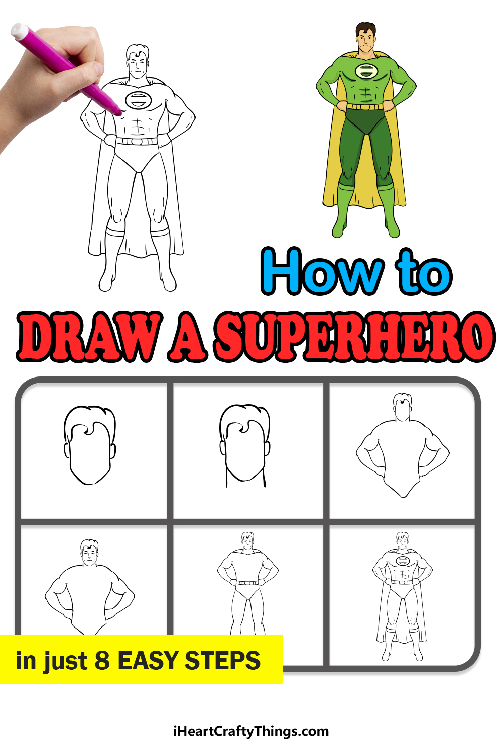 When i create an original character, i usually draw him in some sort of pose that shows off his costume as well as his superhuman physique. Superhero Drawing How To Draw A Superhero Step By Step