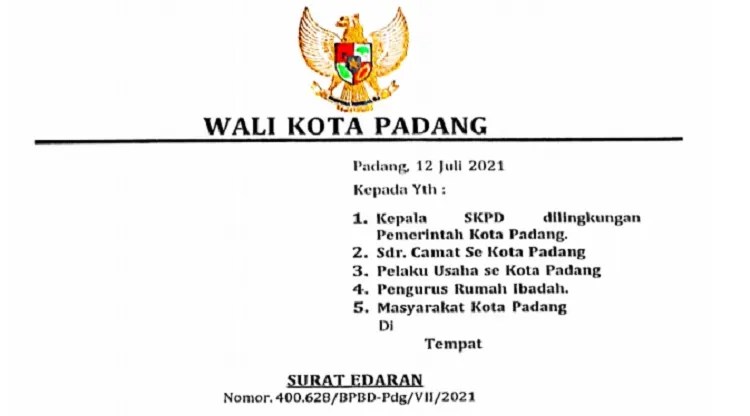 Pelaksanaan kegiatan belajar disekolah dengan maksimal kapasitas 50 persen kecuali untuk sekolah dasar luar biasa (slb) sederajat … Ppkm Darurat Diberlakukan Wako Padang Terbitkan Se Terbaru Kabarminang Id
