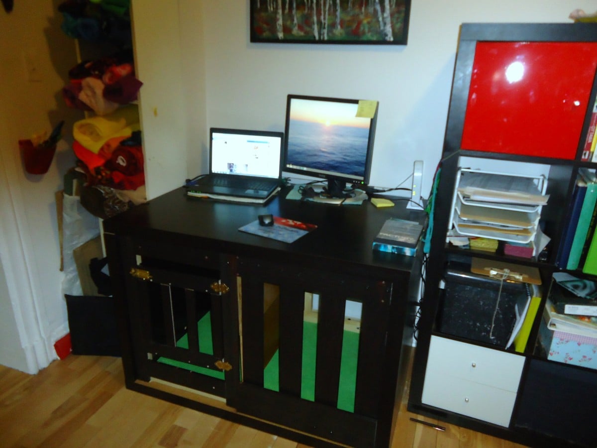 Expedit dog crate & multipurpose desk IKEA Hackers
