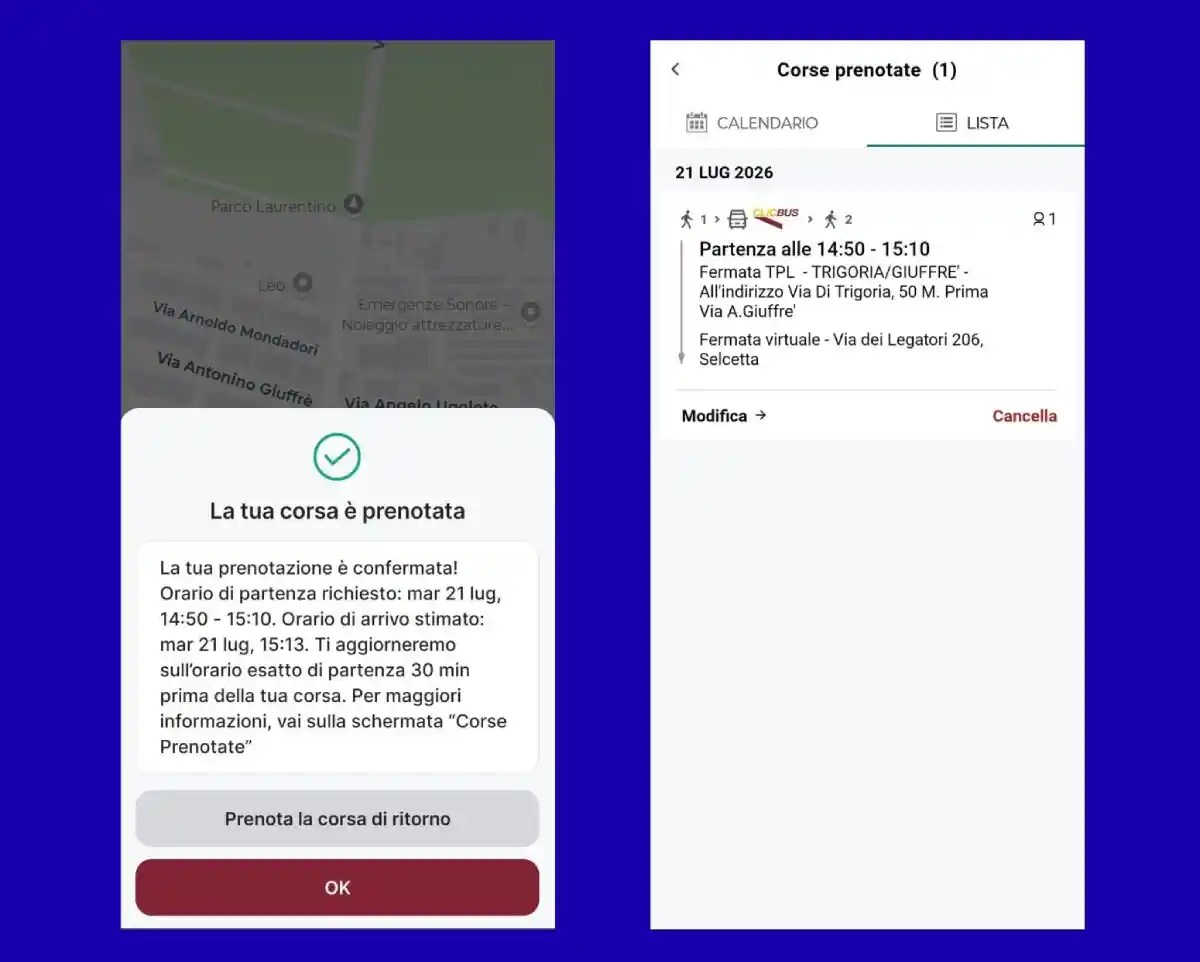Interfaccia dell'app Clicbus