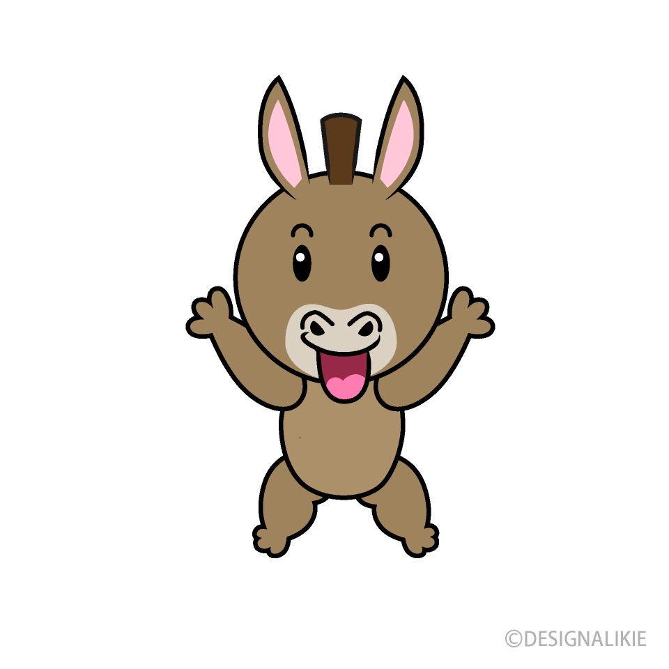 Vector illustration for education or comic needs. Excited Donkey Cartoon Free Png Image Illustoon