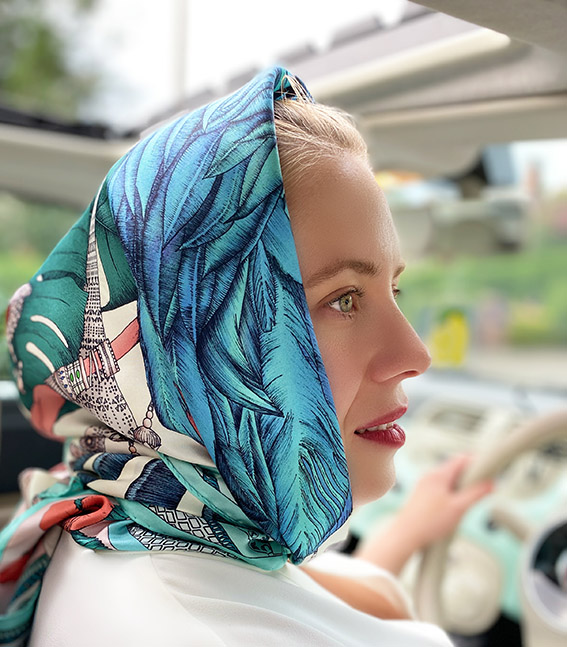 Two ways to tie a headscarf. Silk Scarf Glamour Archives Ilona Tambor Art Silk Scarves