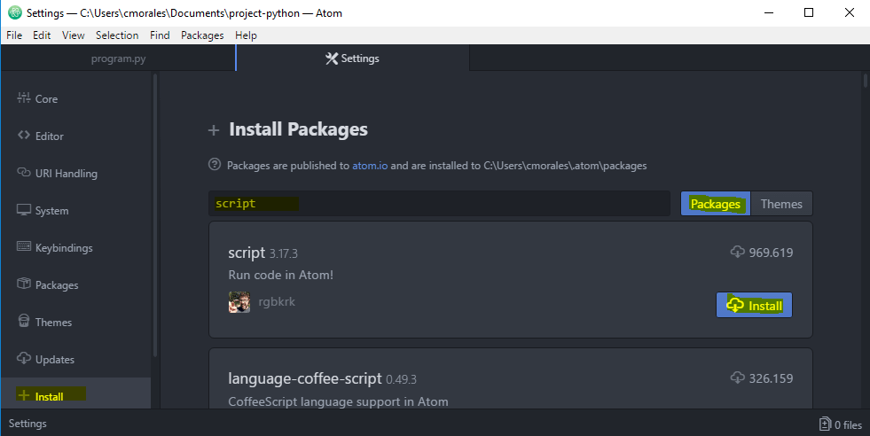 Configurando Mi Editor Atom Para Python