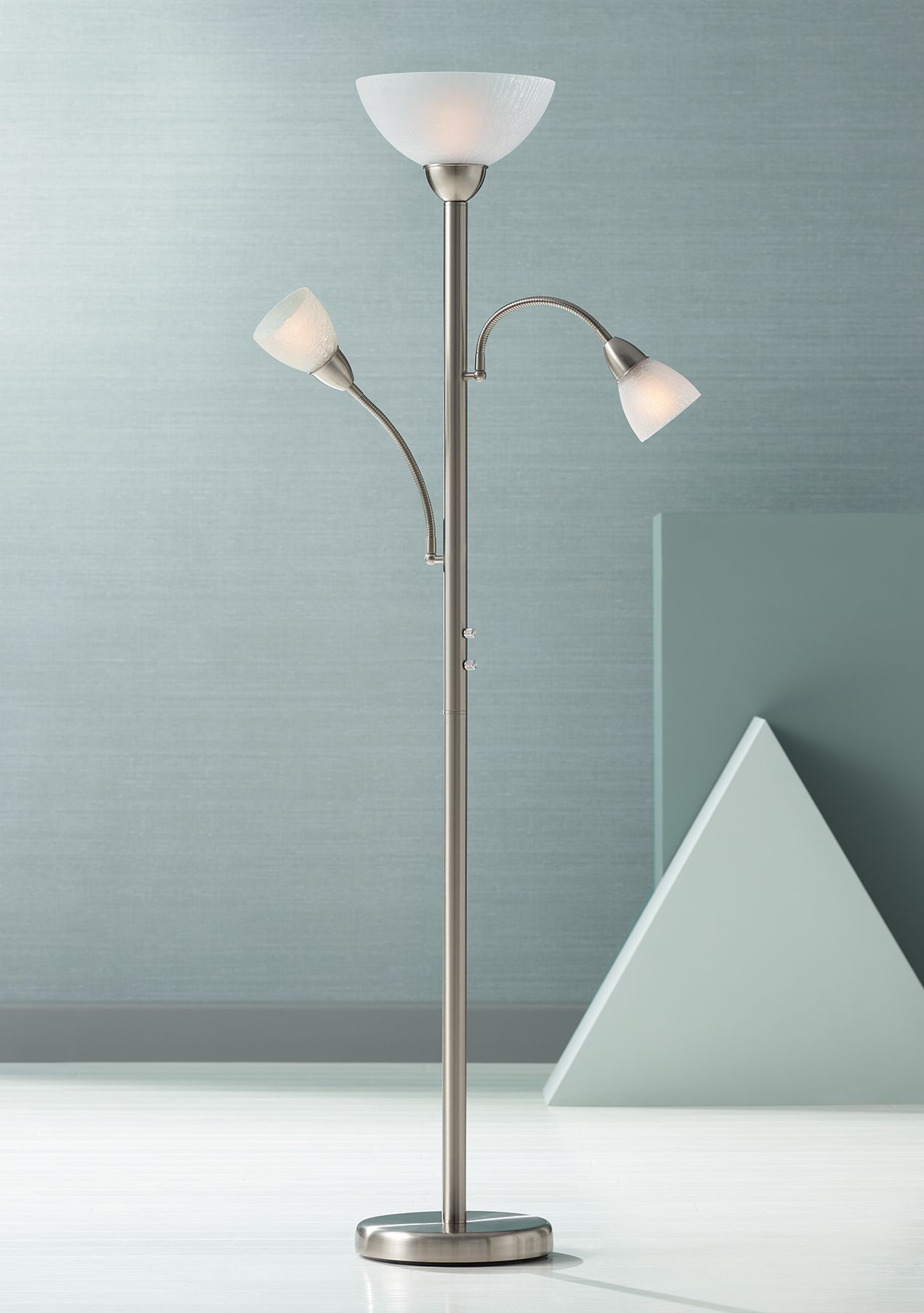 Get free shipping on qualified brushed nickel floor lamps products or buy online pick up in store today in the lighting department. Alexei Brushed Nickel Gooseneck Torchiere Floor Lamp 69794