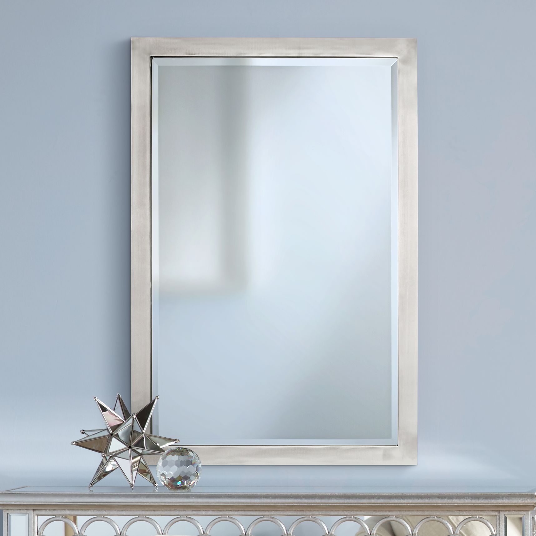 Online conversations about brushed nickel vanity mirrors. metzeo 33 x 22 brushed nickel wall mirror