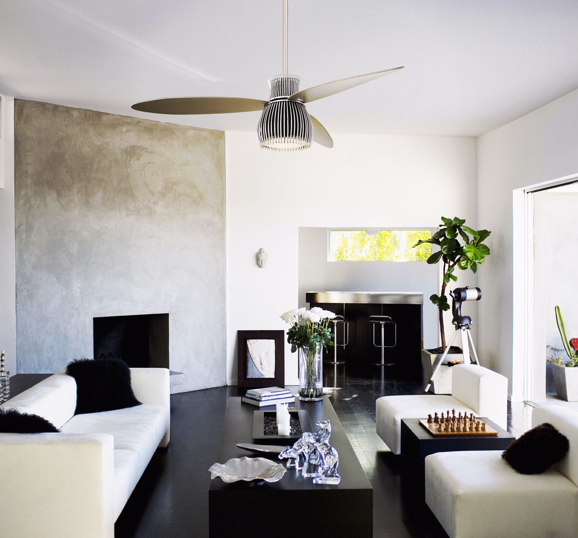 Home house & components parts of house ceiling a ceiling fan should generate a nice breeze and nothing more. A black and white living room with a Minka Aire Uchiwa