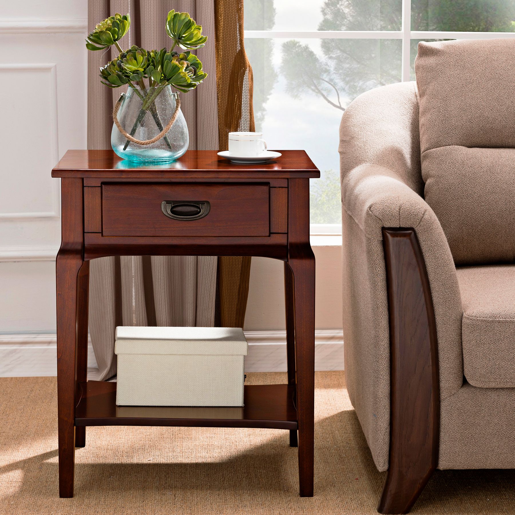 It is completely modifiable so you can easily change the size or the texture to fit with any style or decor. stratus 22 wide heartwood cherry 1 drawer wood nightstand