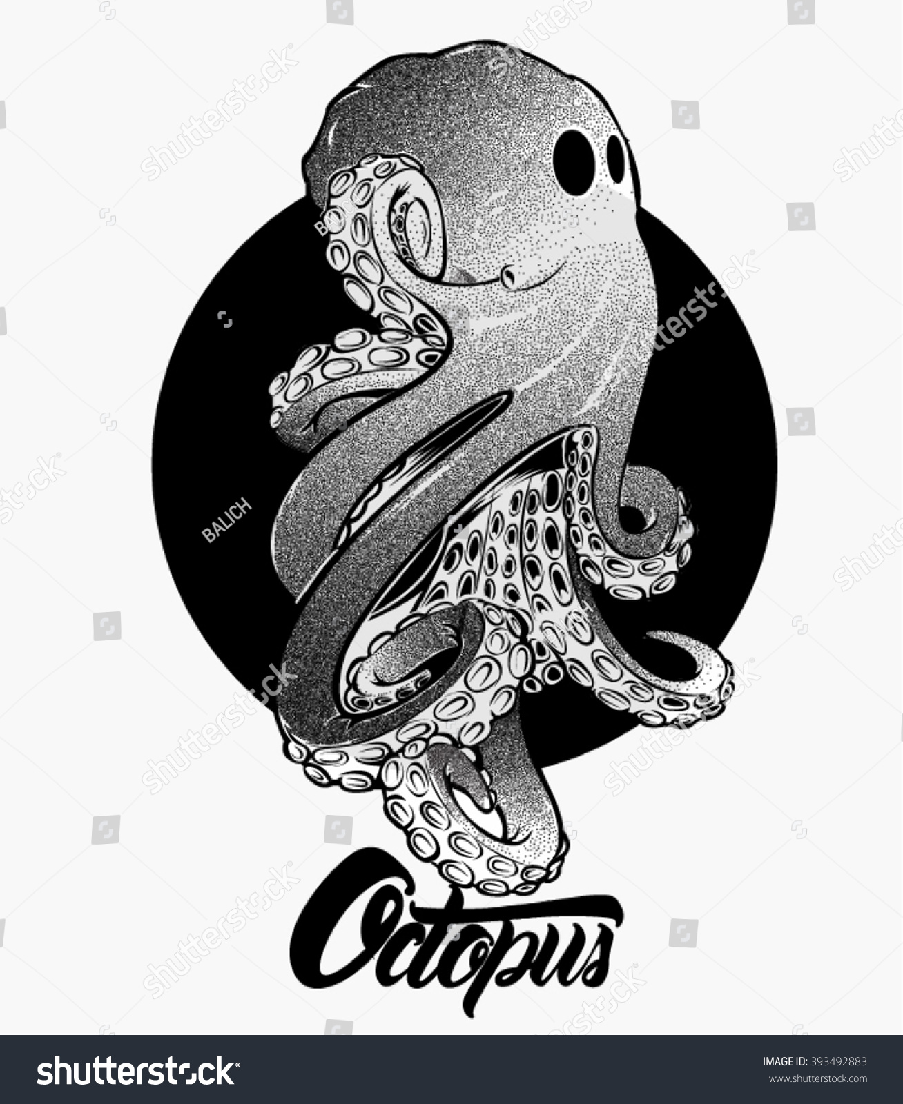 Dotwork Styled Octopus Vector Art Stock Vector (Royalty Free) 393492883 1600_x_1308_jpg