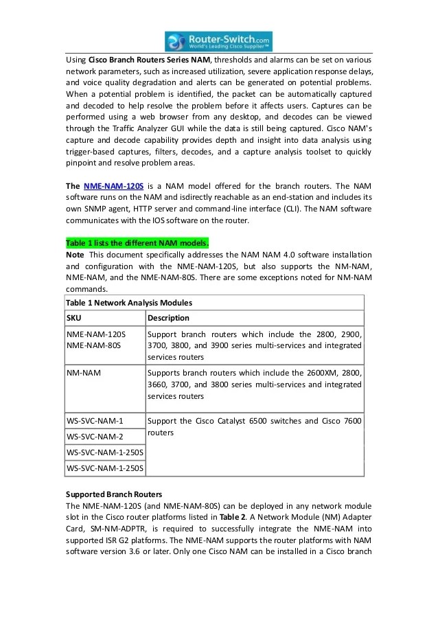 Cisco Branch Routers Series Network Analysis Module