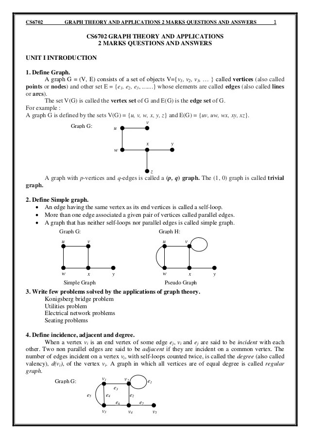 Ask questions and get answers from people sharing their experience with treatment. Cs6702 Graph Theory And Applications 2 Marks Questions And Answers