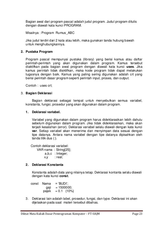 Dasar pemrograman pascal