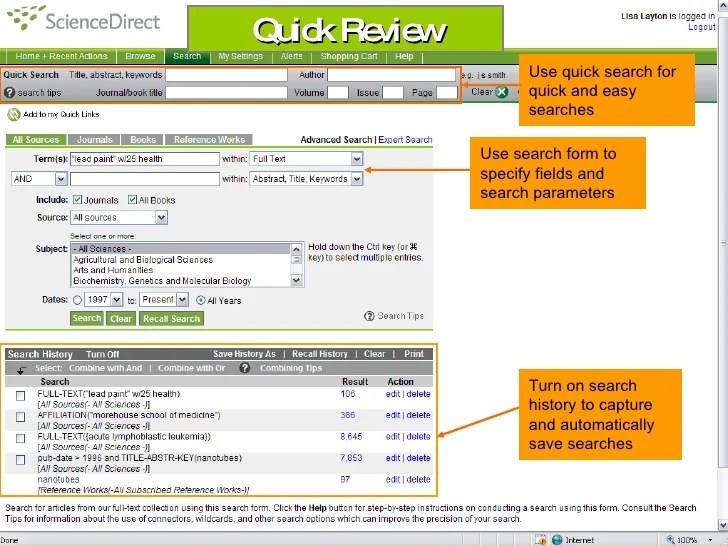 You'll be able to follow along with the steps while . Getting Started With Sciencedirect