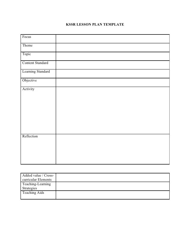 kssr english lesson plan template