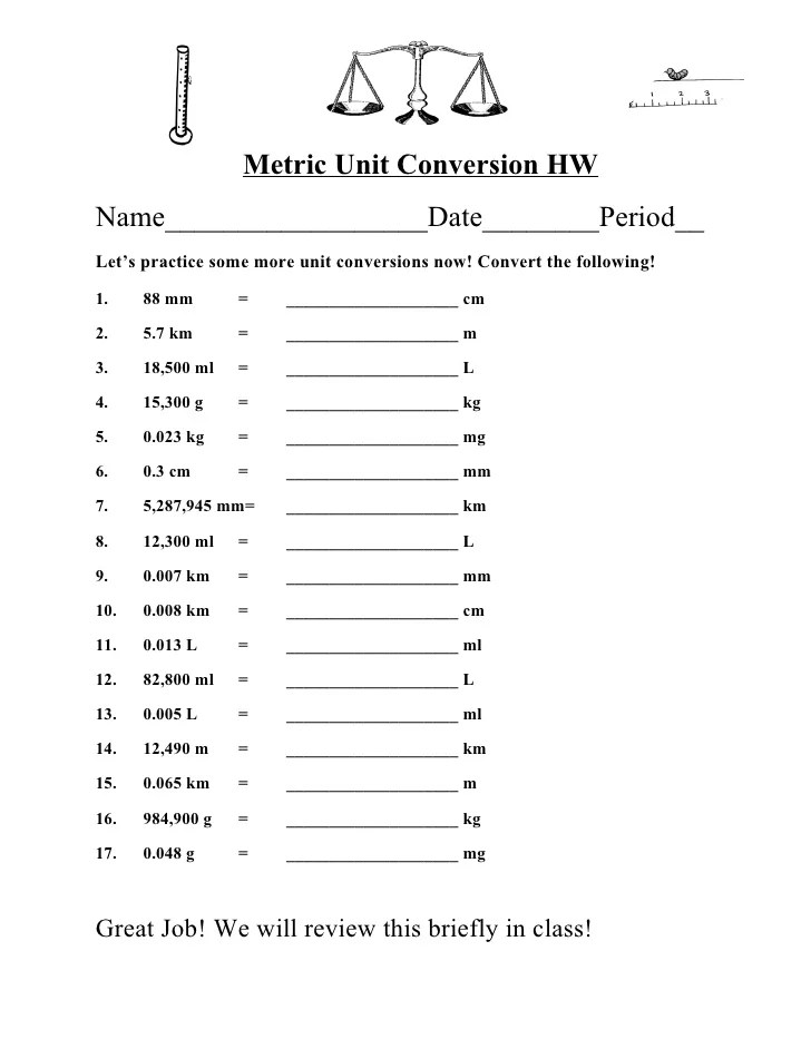 ditto metric unit conversion and rounding homework