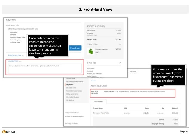 This page provides links to the . Order Comments for Magento 2 by Ulmod | User Guide