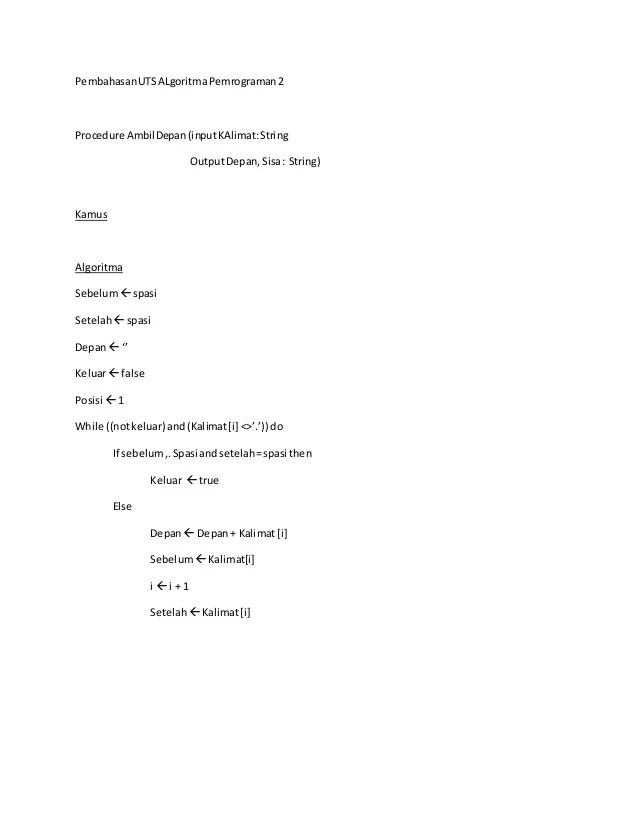 Pembahasan uts algoritma pemrograman 2