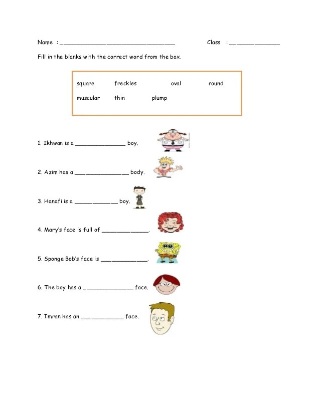 physical description worksheet part 2