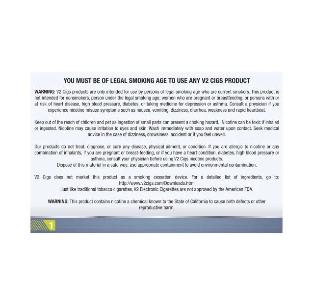 V2 cigs products are only intended for use by . V2 Cigs User Guide And Instruction Manual